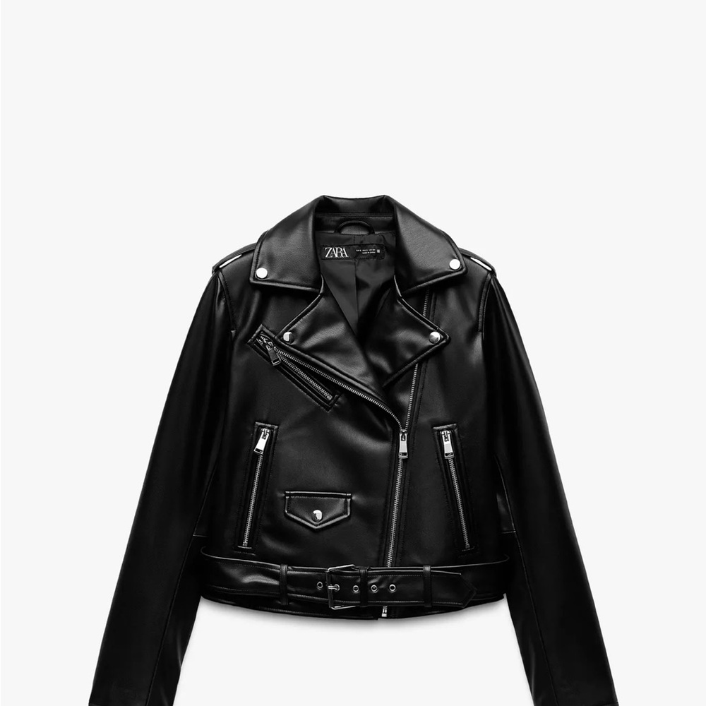 Zara Black Leather Moto Jacket - Picture 2 of 3